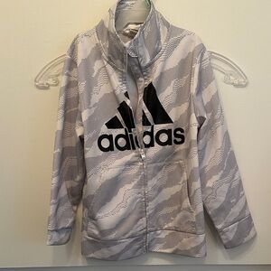 Adidas Kids White and Gray Patterned Hoodie